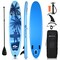 Blue PVC Inflatable Paddle Board Non-Slip Deck Adjustable Paddle Portable